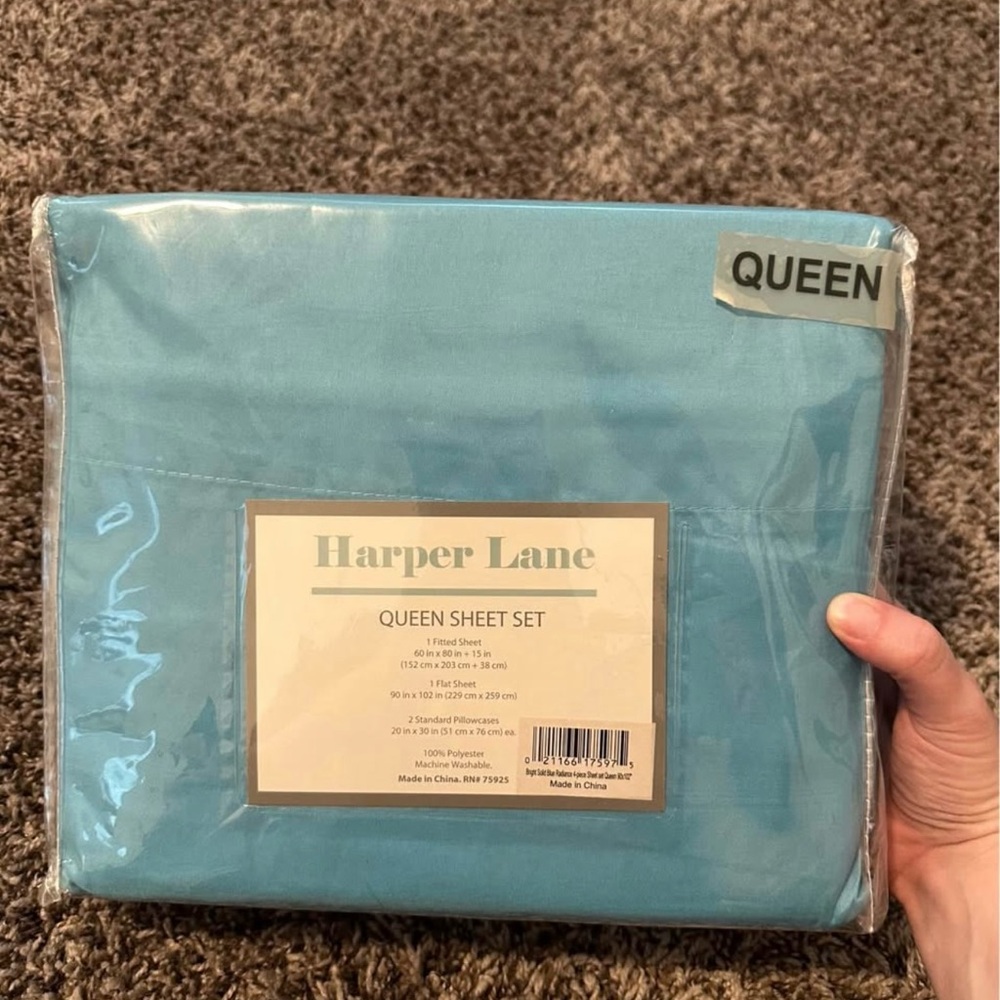 Harper Blue Queen Sheet Set